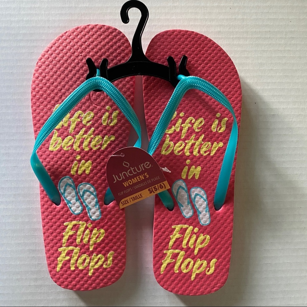 "Life is better in Flip Flops" | Summer Beachy Flip Flops; Size S(5/6)